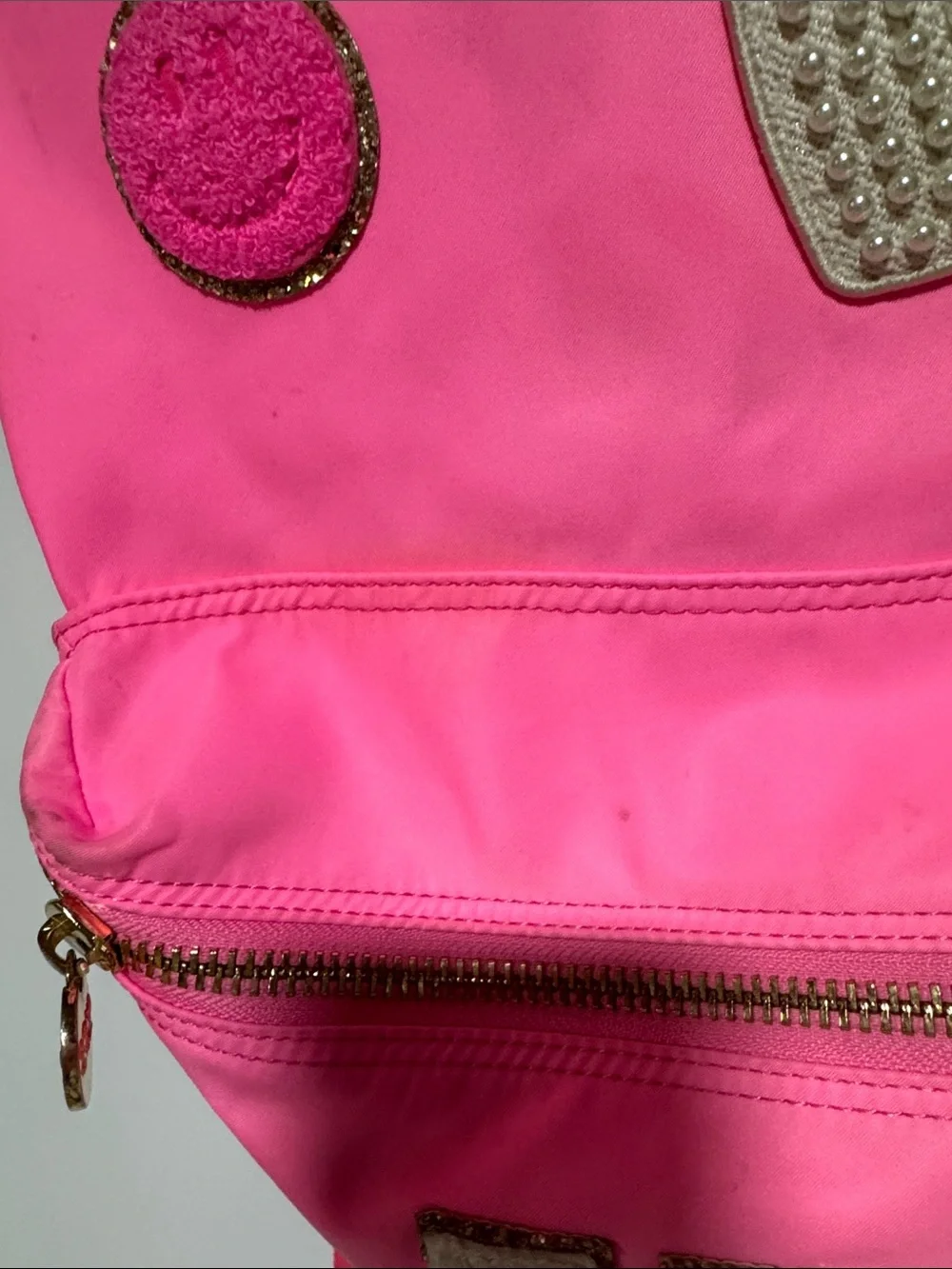 Stoney Clover Lane Hot Pink Patch Backpack with Gold Accents